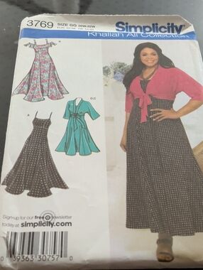 Simplicity Pattern 3769 Women's Plus Size 26w-32w Dress Jacket New Uncut